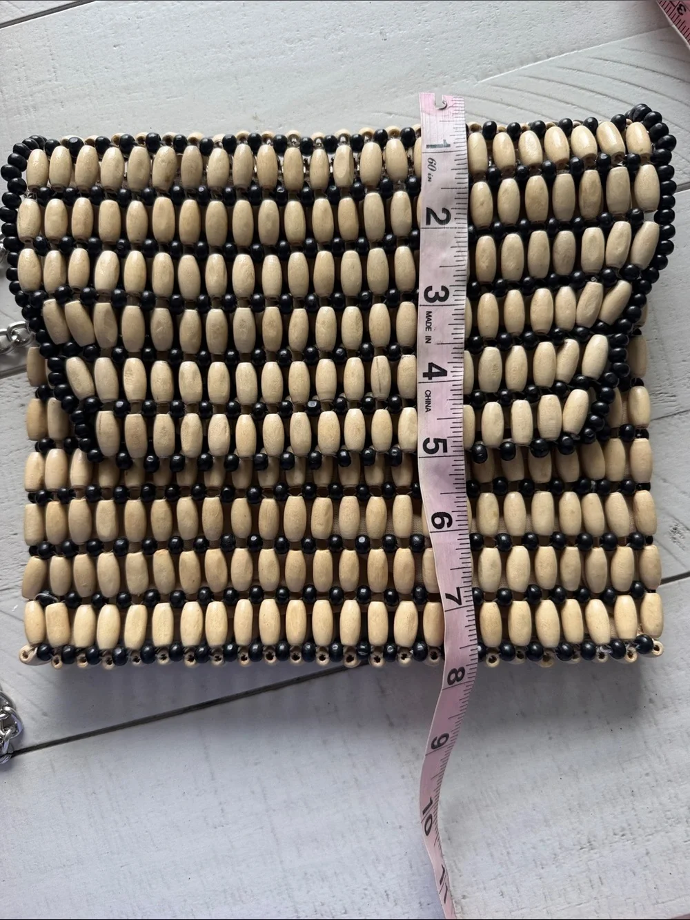 Topshop bag beaded Beaded Crossbody Bag in Cream and Black